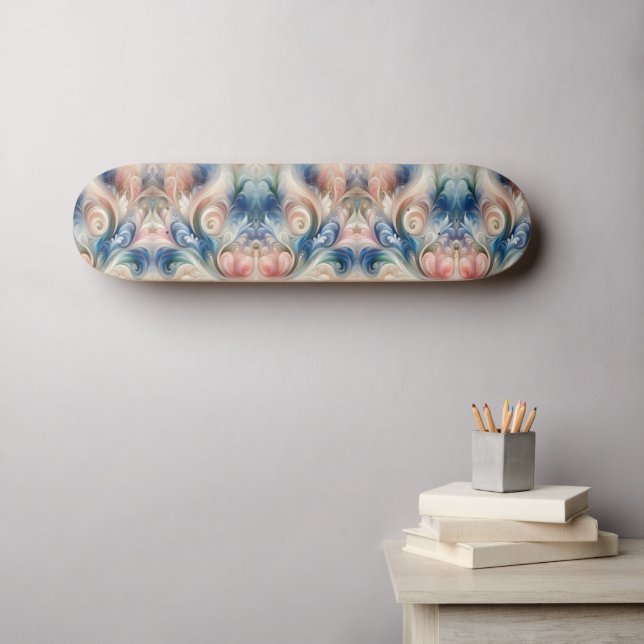 Watercolor Fantasy Floral Romantic Pattern Skateboard (Wall Art (Horz))