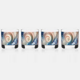 Watercolor Fantasy Floral Romantic Pattern Whiskey Glass