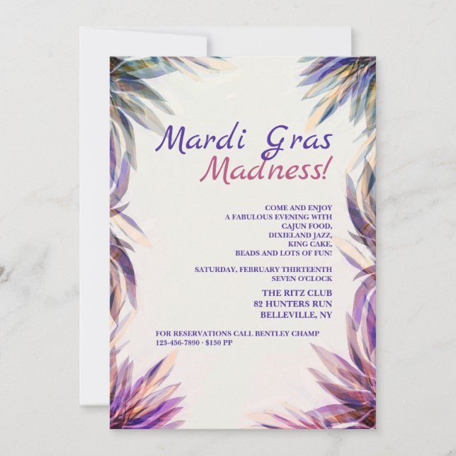 Watercolor Fantasy Mardi Gras Invitation (Front)