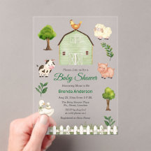 Watercolor Farm Animals Barnyard Baby Shower