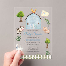 Watercolor Farm Animals Barnyard Baby Shower