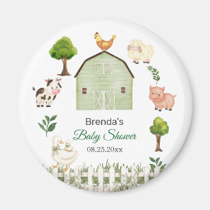 Watercolor Farm Animals Barnyard Baby Shower Favou Magnet
