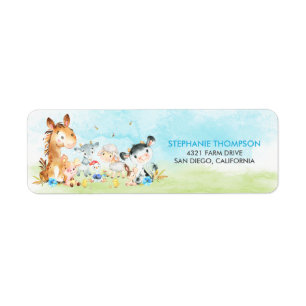 Watercolor Farm Animals Boy