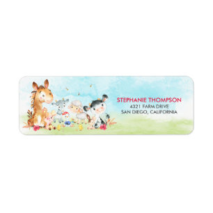 Watercolor Farm Animals Girl