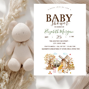 Watercolor Farm Animals Stall Baby Shower  Invitation