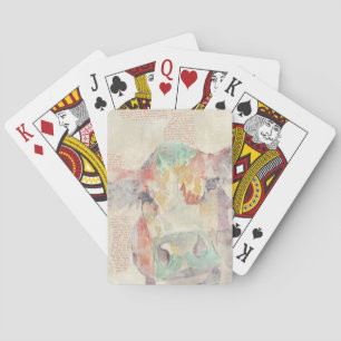 Watercolor Farm Collage Cow Playing Cards