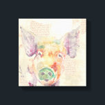 Watercolor Farm Collage Pig Canvas Print<br><div class="desc">Farm Collage Pig  Artist: Jennifer Goldberger</div>