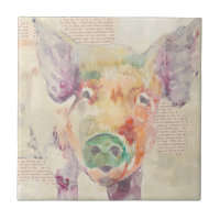 Watercolor Farm Collage Pig