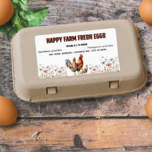 Watercolor Farm Egg Carton Label