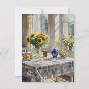 Watercolor Farm Kitchen Table A Holiday Card