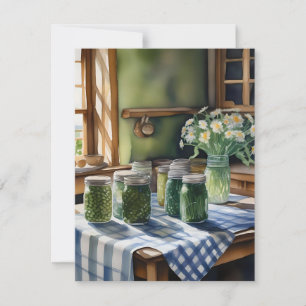 Watercolor Farm Kitchen Table With Green Beans A Holiday Card