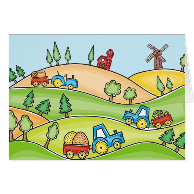 Watercolor Farm Land (Front Horizontal)