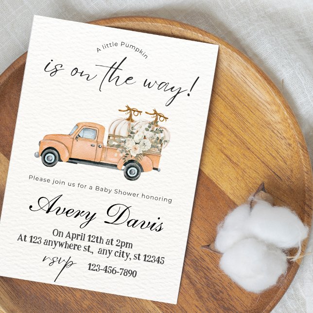 Watercolor Farm Pumpkins Baby Shower Invitation (Watercolor Farm Pumpkins Baby Shower Invitation)