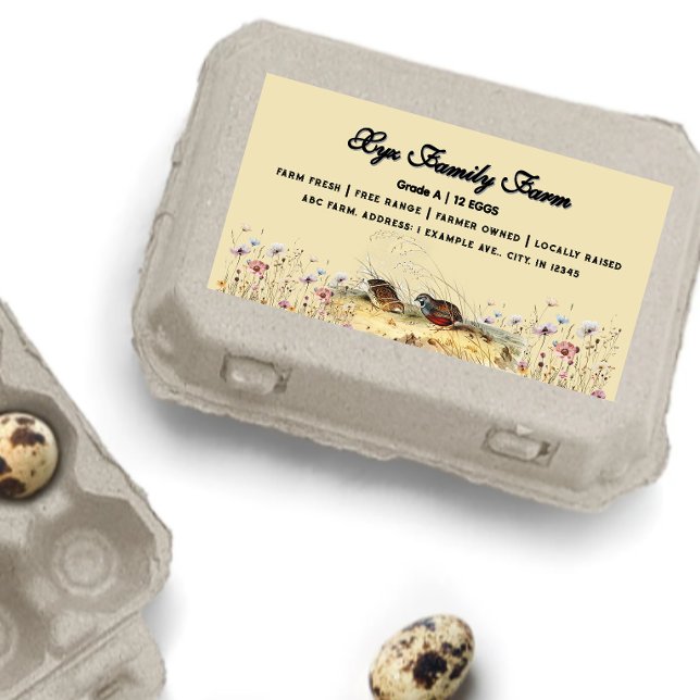 Watercolor Farm Quail Egg Carton Label (Creator Uploaded)