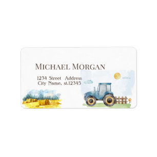 Watercolor Farm Tractor Hay Label