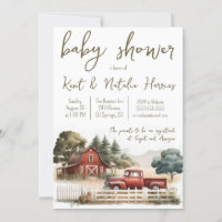 Watercolor Farm, Truck, Landscape Baby Shower