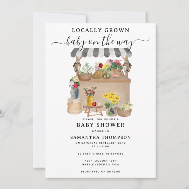 Watercolor Farmer's Flower Market Baby Shower Invitation (Front)