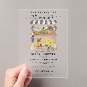 Watercolor Farmer's Flower Market Bridal Shower Acrylic Invitations