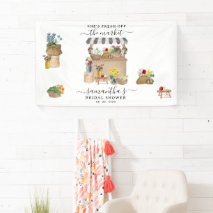 Watercolor Farmer's Flower Market Bridal Shower Banner