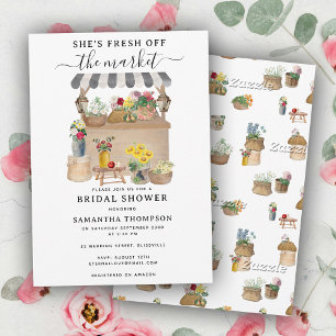 Watercolor Farmer's Flower Market Bridal Shower Invitation