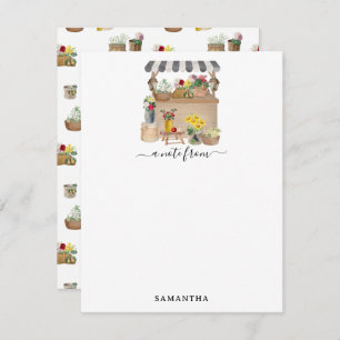 Watercolor Farmer's Market Flower Cart Stand Card