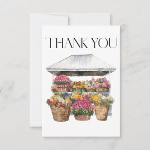 Watercolor Farmer's Market Flower Shop Floral Thank You Card