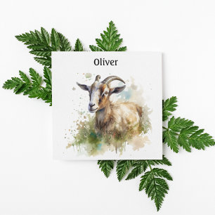 Watercolor Farmhouse Goat, custom Holiday Card