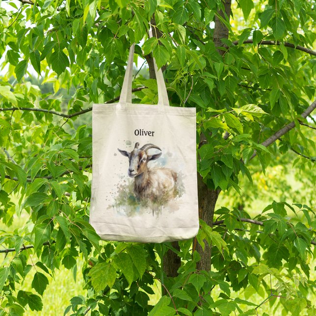 Watercolor Farmhouse Goat, custom Tote Bag (Creator Uploaded)