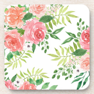 watercolor farmhouse rose garden coaster