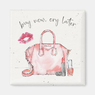 Watercolor Fashion Buy Now Cry Later Magnet