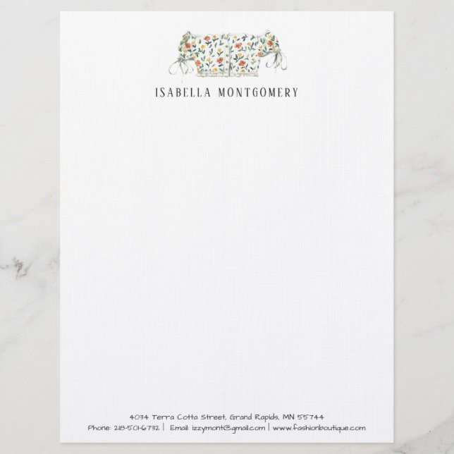 Watercolor Fashion Design Letterhead Personalised (Front)