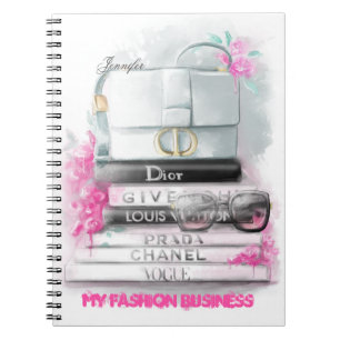 Watercolor fashion design "Purse on books" Notebook