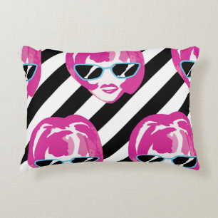 Watercolor Fashion Girls Faces Pattern Decorative Cushion