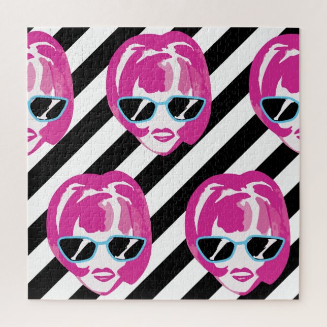 Watercolor Fashion Girls Faces Pattern Jigsaw Puzzle (Vertical)