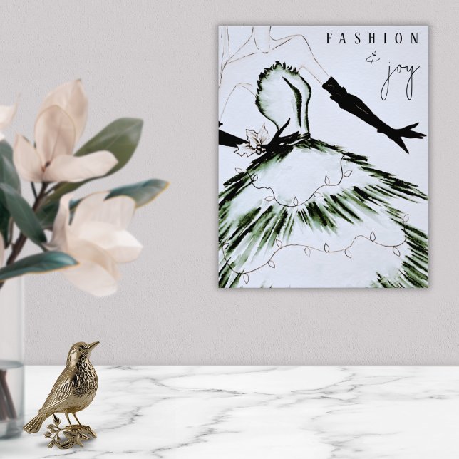 Watercolor Fashion Model Holiday Photo Print (Creator Uploaded)