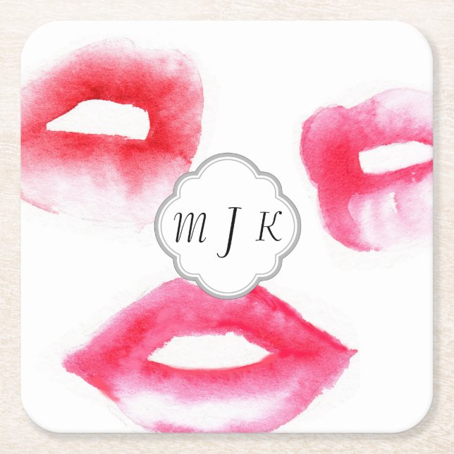 Watercolor Fashion Monogramed Coaster (Front)
