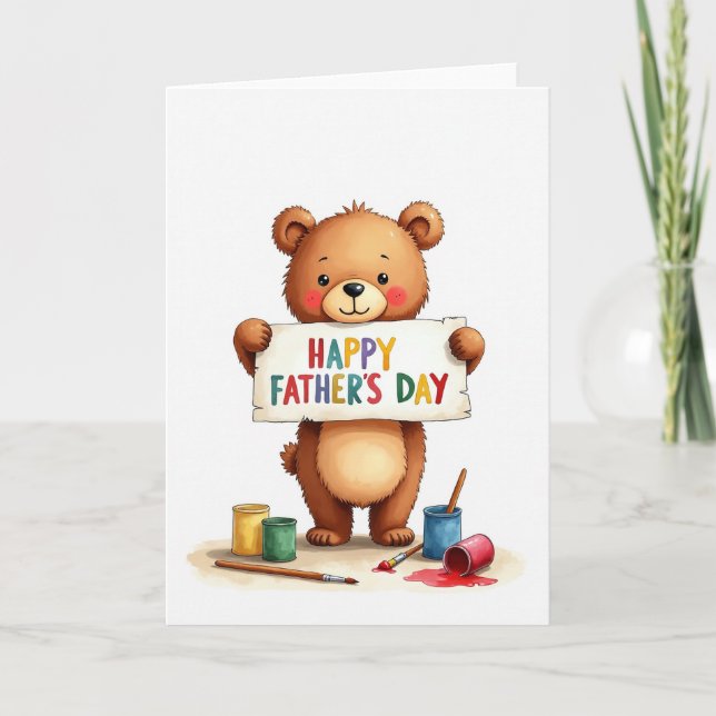 Watercolor Fathers Day Bear Card (Front)