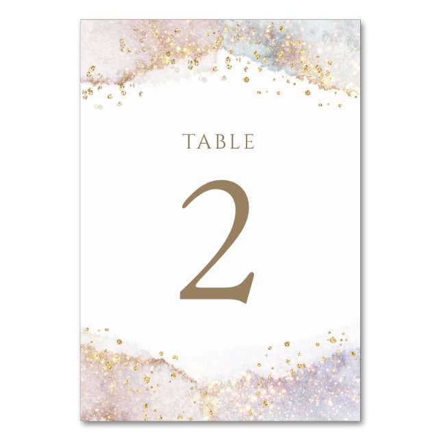 watercolor faux glitter Table Number 2 (Front)