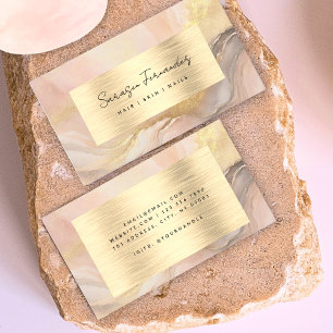 Watercolor Faux Gold Foil Blush Pink Elegant Business Card