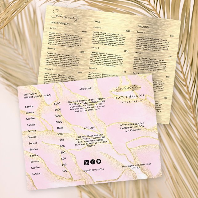 Watercolor Faux Gold Foil Pink Price List (Creator Uploaded)