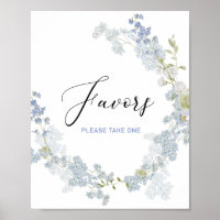 Watercolor favours delphinium blue flowers Baby Sh