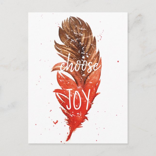 Watercolor Feather // Choose Joy Postcard (Front)