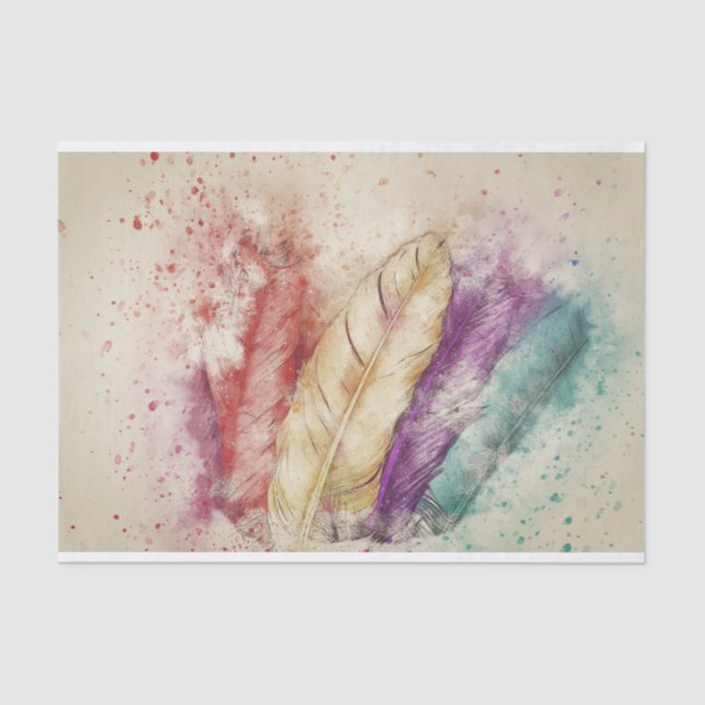 Watercolor feather Decoupage  Tissue Paper (Front)