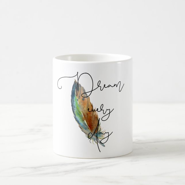 Watercolor Feather Dream Coffee Mug (Center)