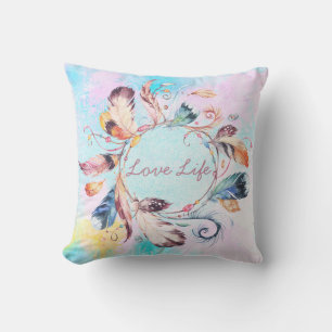 Watercolor Feather Pillow