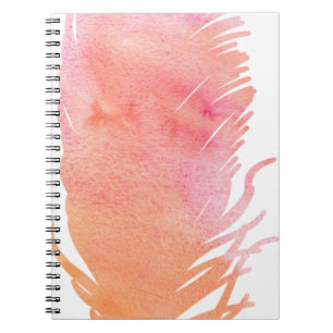 Watercolor feather pink bird boho notebook