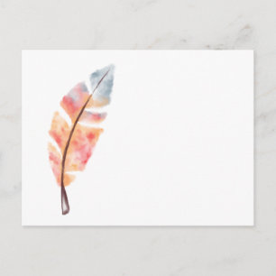 Watercolor Feather Postcard