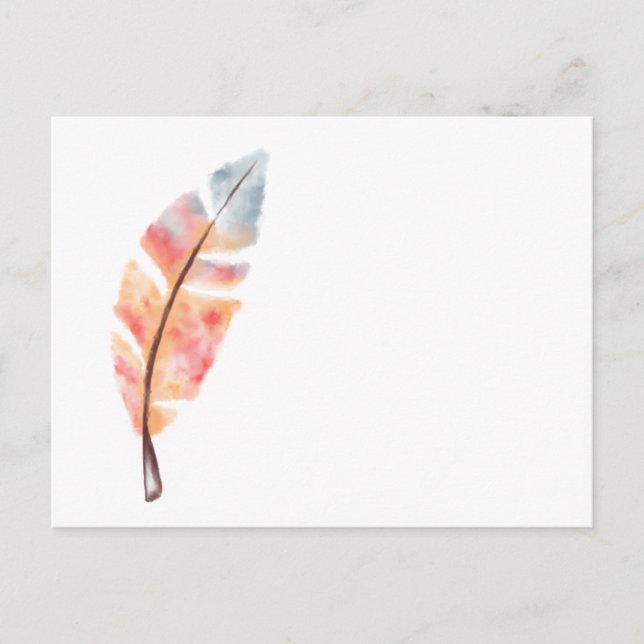 Watercolor Feather  Postcard (Front)