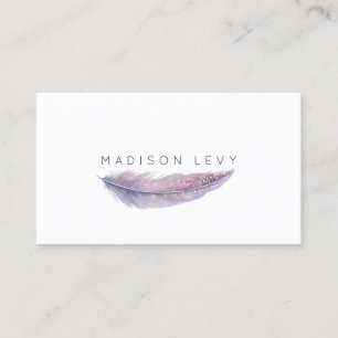 Watercolor Feather Simple Chic Business Cards