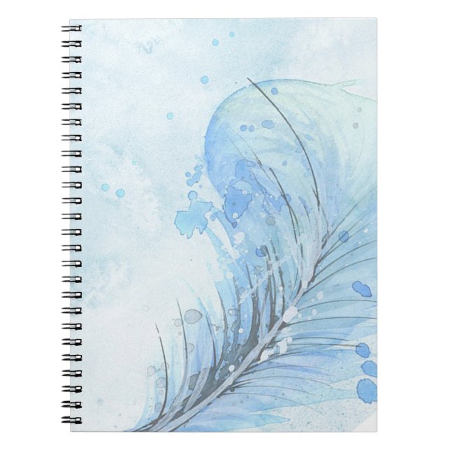 Watercolor Feather Spiral Notebook (Front)